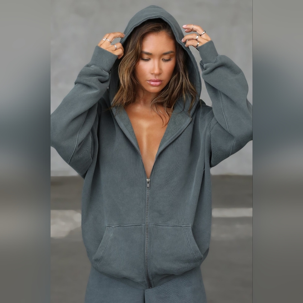 Gray Oversized Relaxed Sweatshirt Hoodie